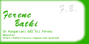 ferenc batki business card